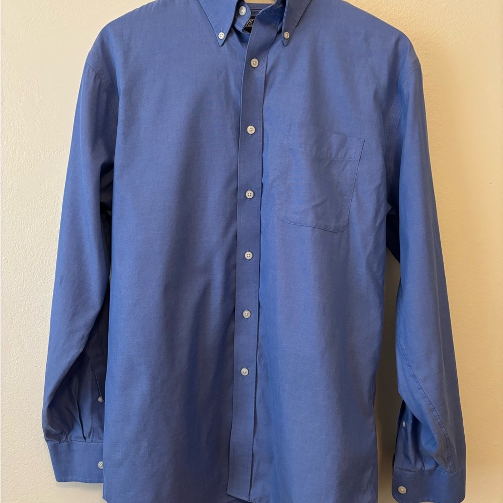 Lands' End Blue Casual Button Down Shirt with Point Collar